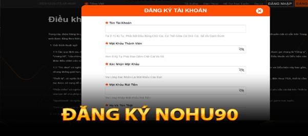 Hướng dẫn đăng ký Nohu90 theo từng bước