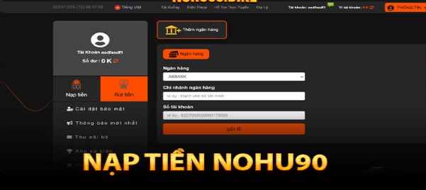 Quy trình nạp tiền nhanh